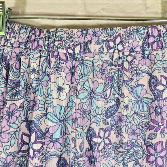 M Design History Big Girls Pajama Shorts Size XL Purple Floral Paisley Whimsical - Picture 2 of 8